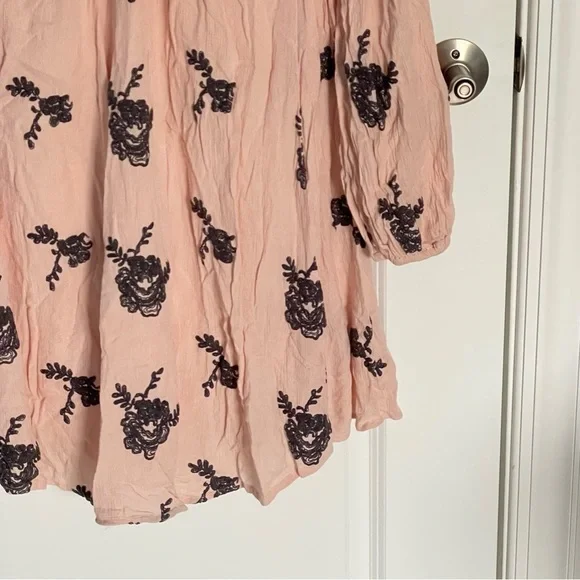 Free People Pink Black Floral Embroidered Cutout Austin Emma Dress 47029 - Picture 10 of 15